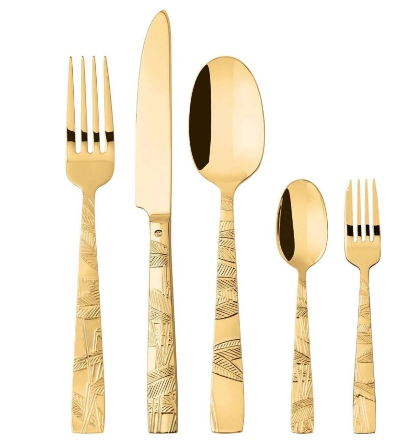 SAMBONET JUNGLE SET POSATE 30 PEZZI INOX PVD ORO MONOBLOCCO
