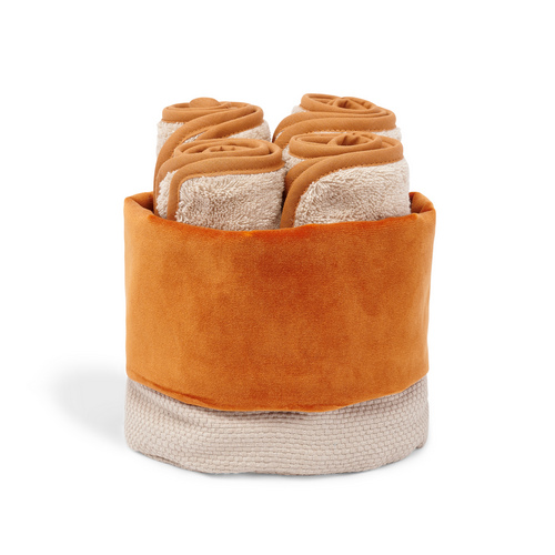 MONNALISA VOLTERRA 4 GUEST TOWELS IN A COTTON BASKET YELLOW