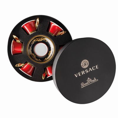VERSACE MEDUSA RED TEA SET ROUND BOXED 409605-19300-29253