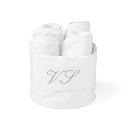 MONNALISA MY MONNALISA 4 GUEST TOWELS IN A LINEN BASKET