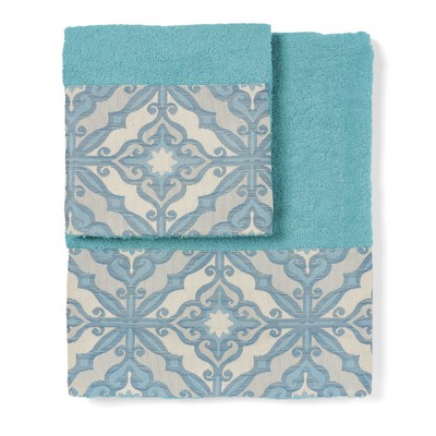 MONNALISA PANTELLERIA TURQUOISE PAIR OF TOWELS 40X60-60X110