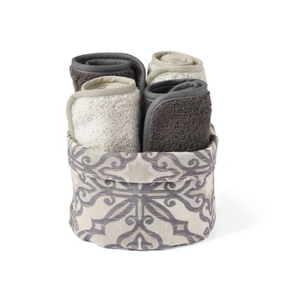 MONNALISA PANTELLERIA GREY/ANTRAC 4 GUEST TOWELS IN A BASKET