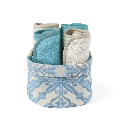 MONNALISA PANTELLERIA TURQUOISE 4 GUEST TOWELS IN A BASKET