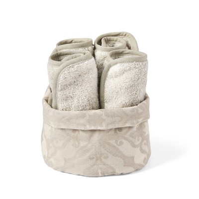 MONNALISA PANTELLERIA LIGHT GREY 4 GUEST TOWELS IN A BASKET